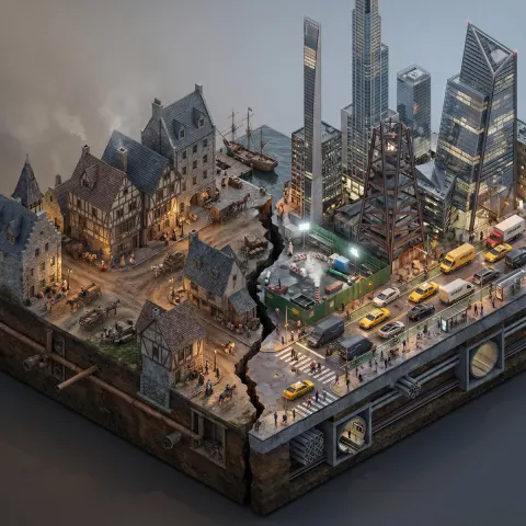 NYC 1700 vs 2025 Diorama