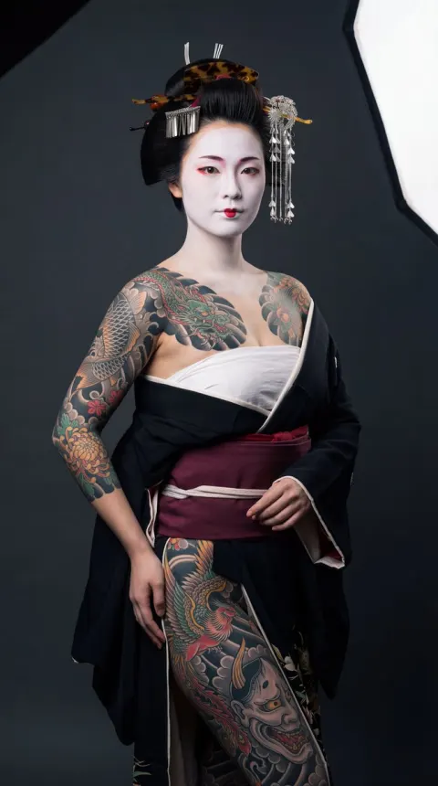 Geisha Full Body Tattoo Portrait