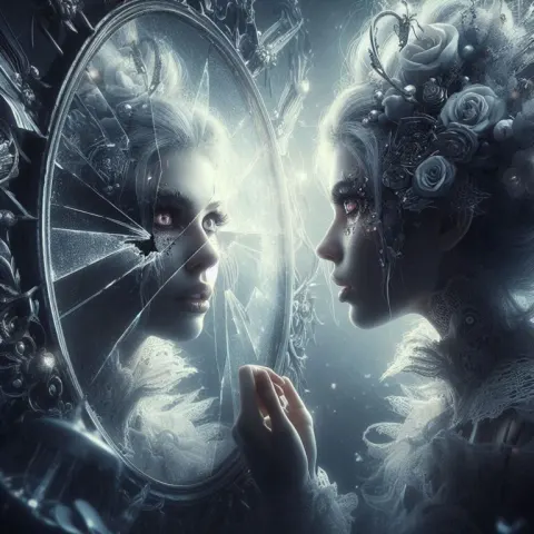 Surreal Mirror Reflection Dark Fantasy