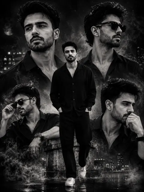 Cinematic B&W Male Portrait Collage
