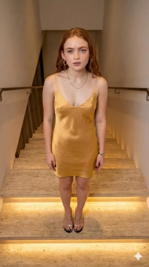 Sadie Sink Yellow Silk Fashion