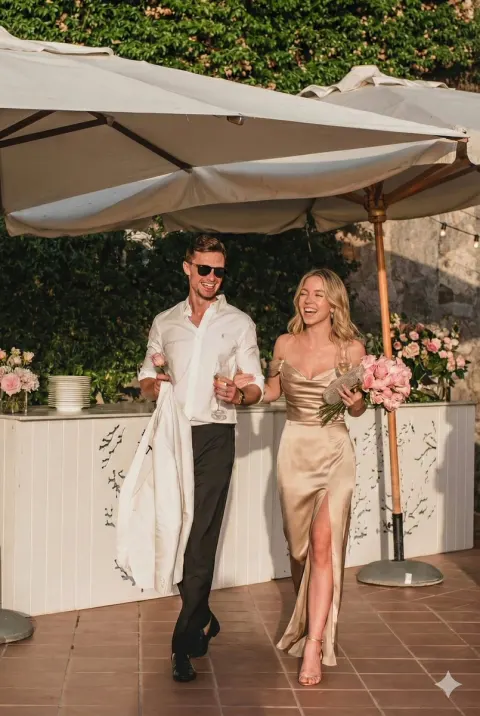 Luxury Mediterranean Couple Evening Cocktail Party