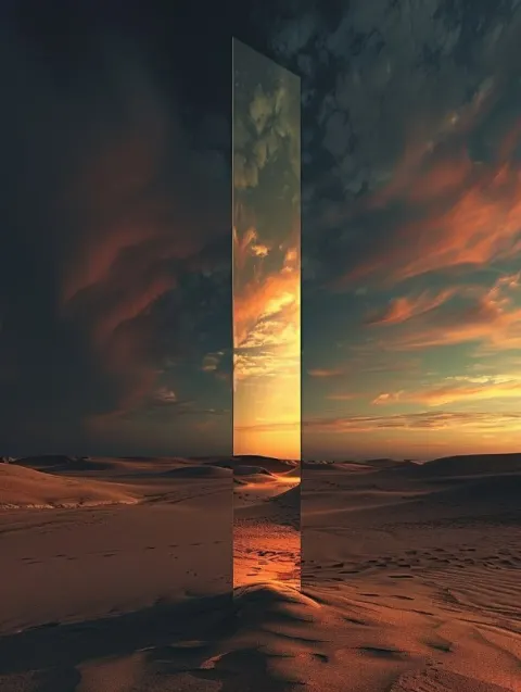 Thin Spectrum Frosted Glass Memorial in Desert Night