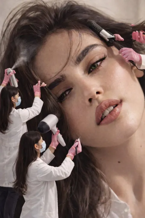 Miniature Beauty Crew on Giant Face