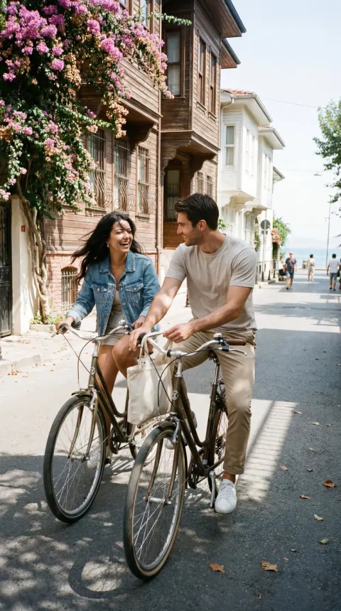 Candid Island Bicycle Romance Moment