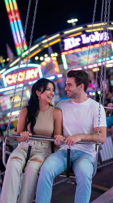 Couple Night Swing Ride Romance