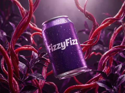 Surreal Floating Purple Beverage Can