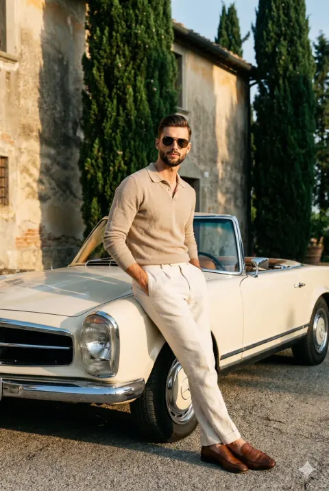 Vintage Luxury Car Male Model