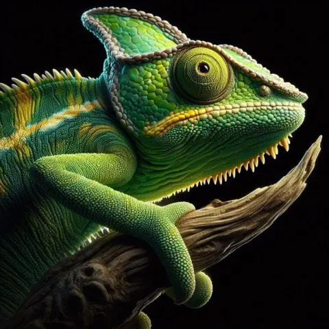 Close-Up Photorealistic Chameleon with Vibrant Colors