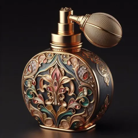 Satin Brass Perfume Sprayer with Arabesque Decorations
