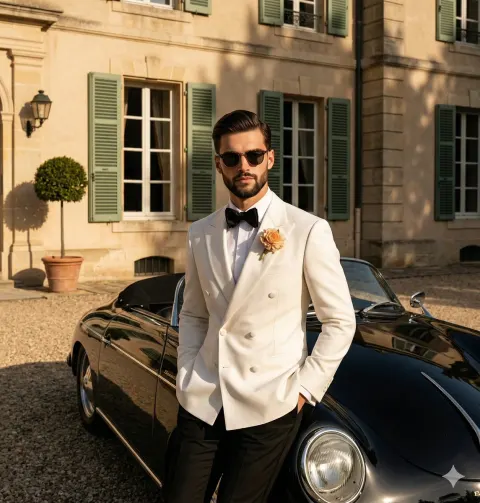 Vintage Gentleman With Classic Porsche
