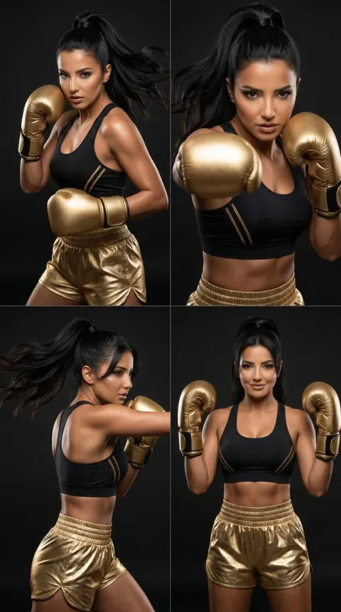 Golden Boxing Queen Editorial Collage