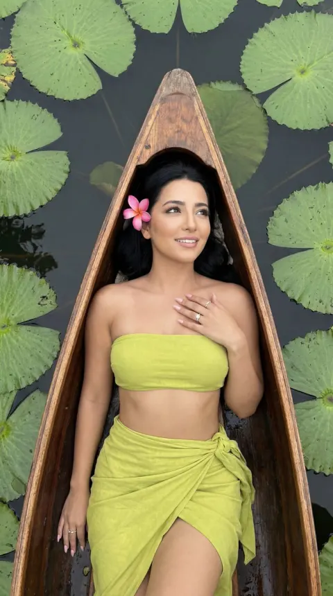 Green Dress Lily Pad Fashion Editorial