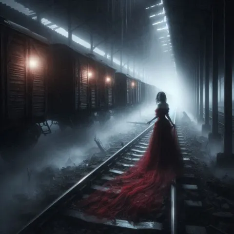 Abandoned Railway Siding Woman Fog