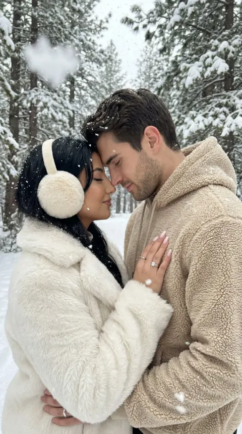 Winter Romance Snowy Forest Couple