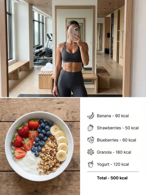 Gym Selfie and Healthy Bowl