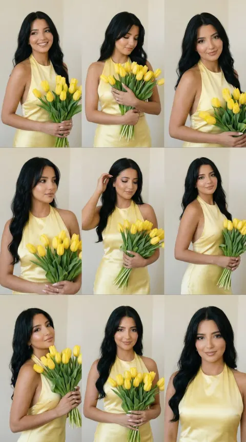 Yellow Tulip Satin Grid Portrait