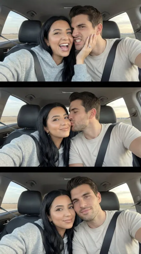 Playful Couple Car Selfie