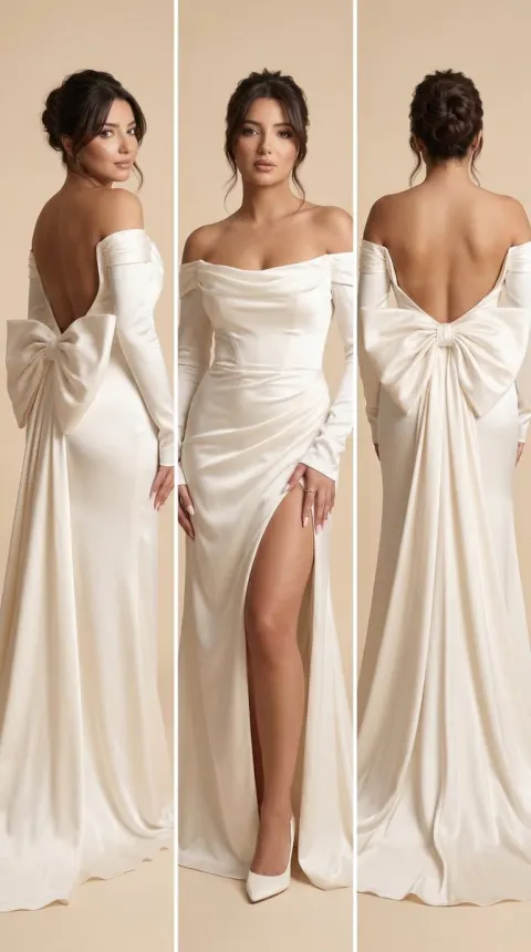 Ivory Satin Bridal Triptych
