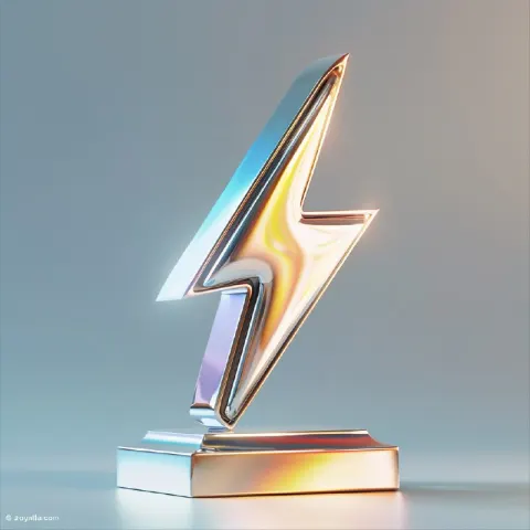 Minimalist Silver Lightning Award, Elegant Display