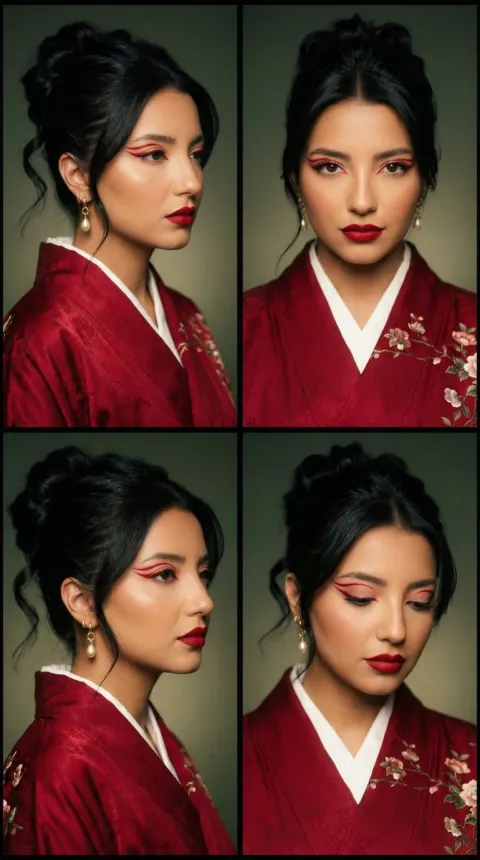 Red Kimono Editorial Portrait