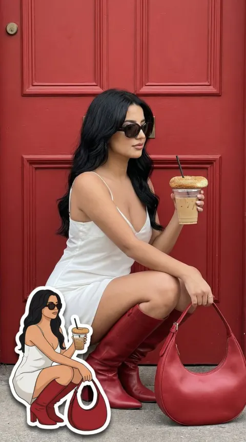 Red Door Fashion Sticker Portrait