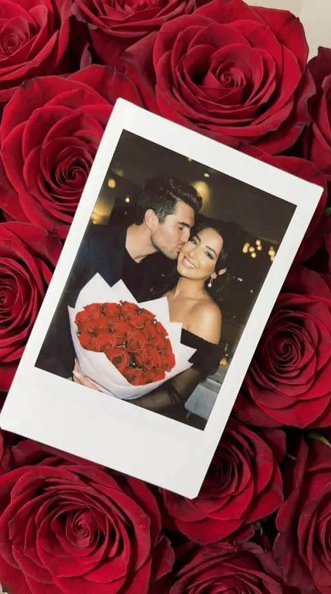 Polaroid Couple Kiss on Roses