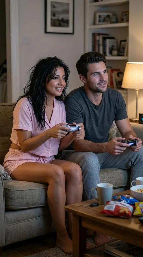 Cozy Couple Gaming Moment