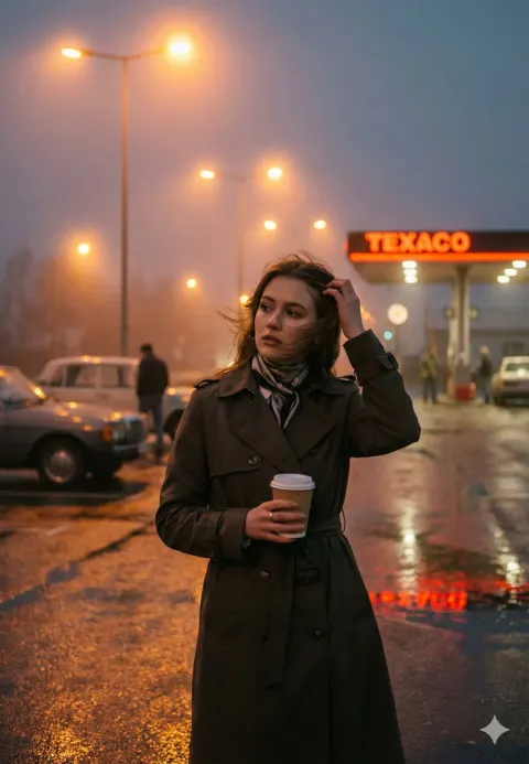 Cinematic Dusk At Gas Station