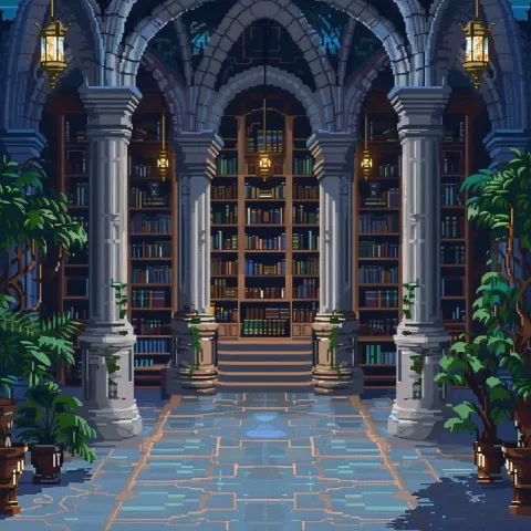 Fantasy Academia Entry Hall in Detailed Pixel Art