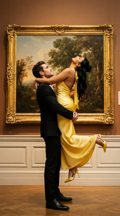Romantic Gallery Elevator Embrace