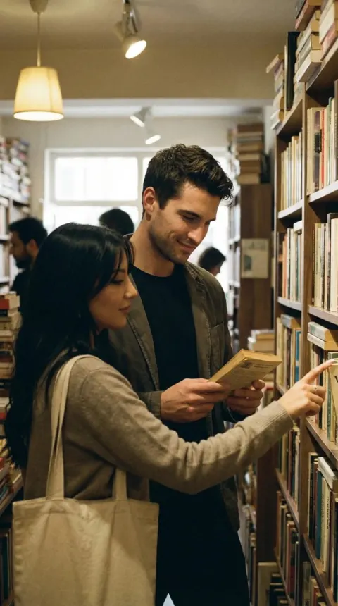 Candid Couple Bookshop Silent Smiles
