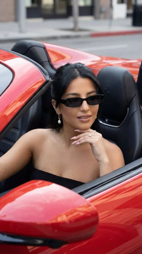 Red Convertible Luxury Fashion Editorial