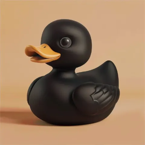 Cute Black Rubber Duck 3D Icon