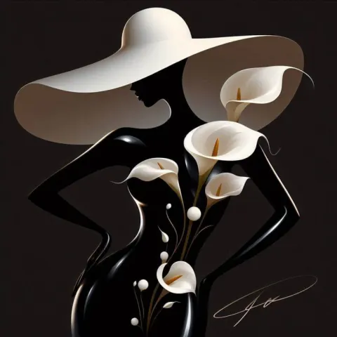 Stylized Figure with Calla Lilies
