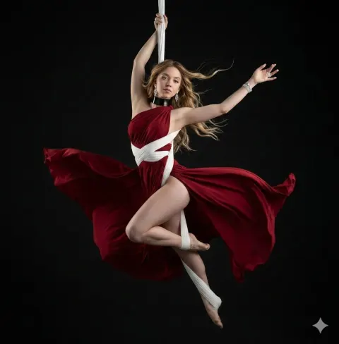 Aerial Silk Dancer in Red