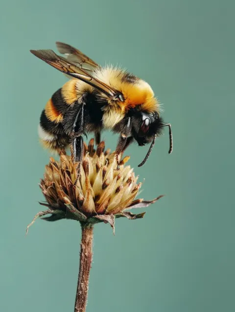 Hyper Realistic Bee on Dried Flower