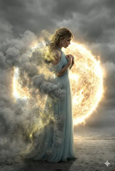 Cinematic Girl Dissolving In Light