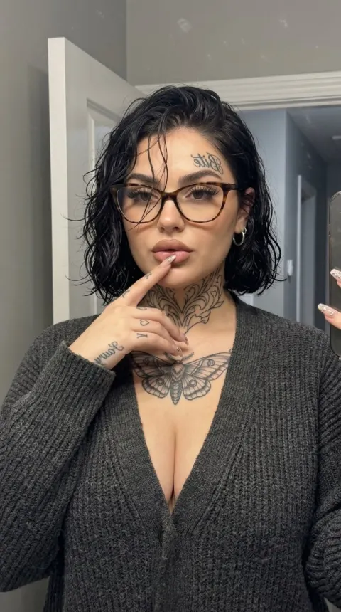 Tattooed Girl Mirror Selfie Portrait
