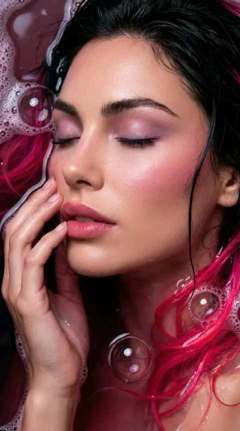 Neon Pink Underwater Beauty Portrait