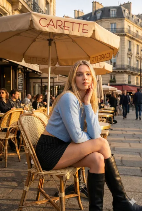 Paris Cafe Golden Hour Portrait