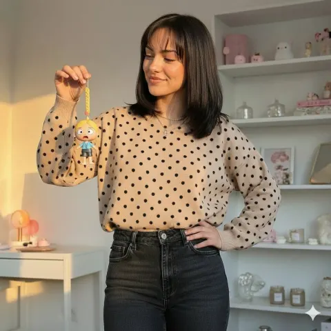 Girl Holding Hanging Doll Ornament