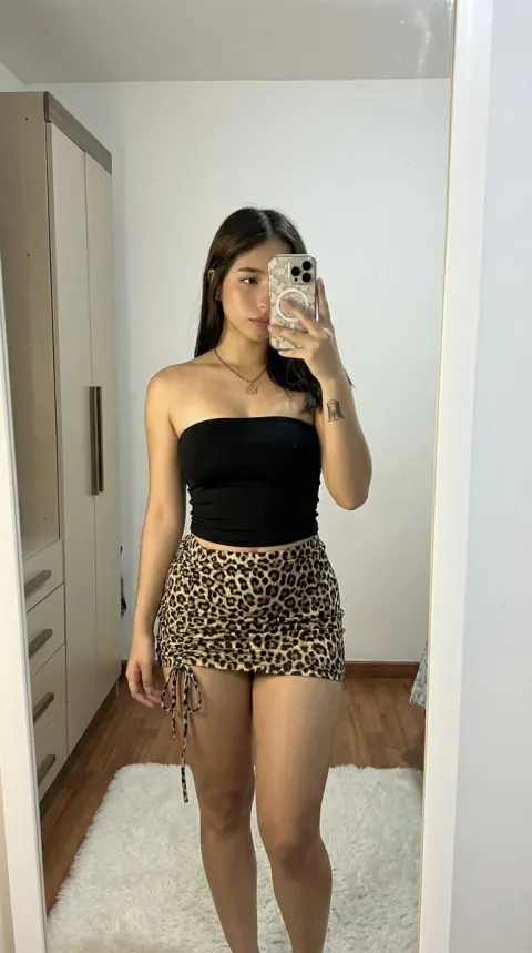 Leopard Skirt Mirror Selfie