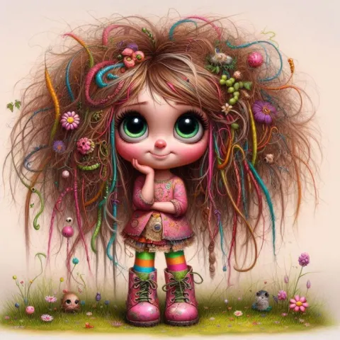 Whimsical Sassy Girl in Colorful Outfit