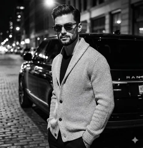 Dramatic Black White Male Fashion Portrait
