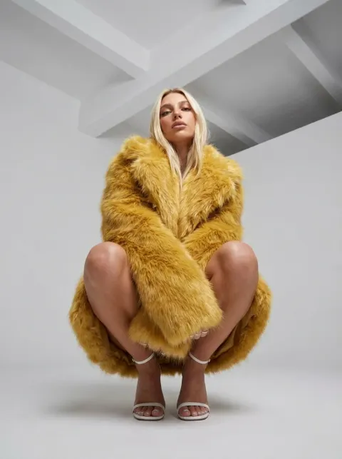 Golden Fur High Fashion Editorial Portrait