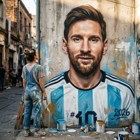 Messi Mural And Artist