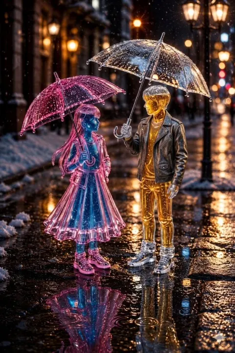 Glass Lovers In Winter Snow