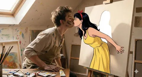 Artist Kisses Living Illustration