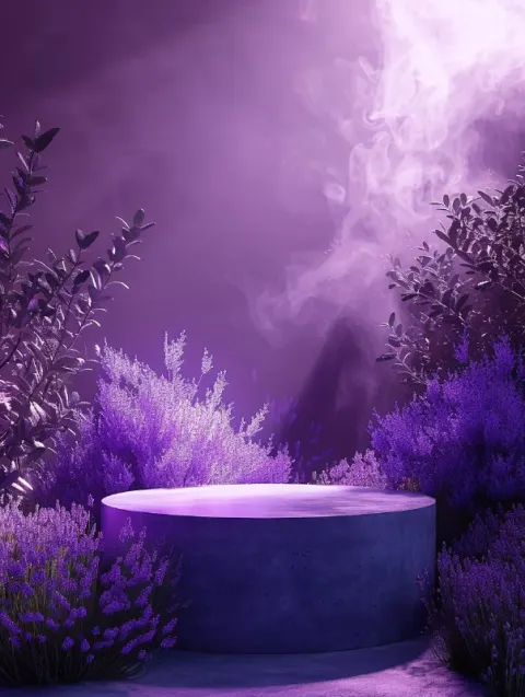 3D Mystical Podium with Lavender and Violet Light